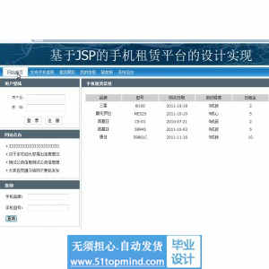 jsp120手机租赁管理系统